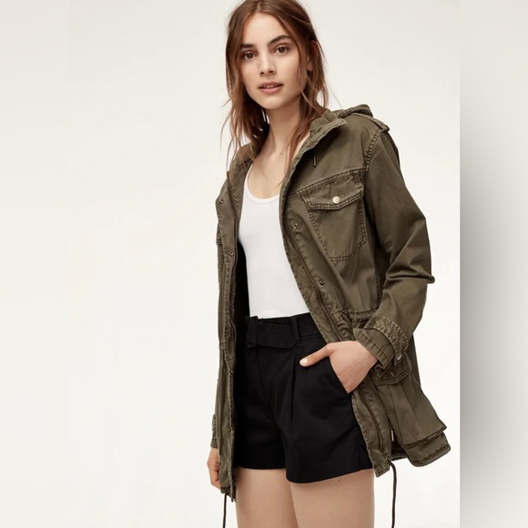 TALULA by ARITZIA Trooper Lived In Utility Jacket Olive Green Hooded Size M - Picture 6 of 6